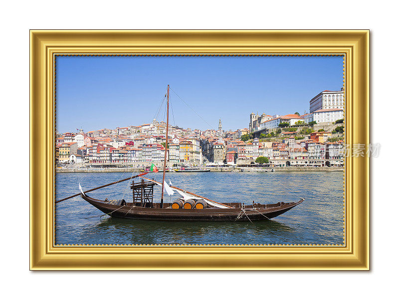 典型的葡萄牙木船，在葡萄牙语中被称为“barcos rabelos”，过去用来运输著名的波特酒(葡萄牙)-框架概念